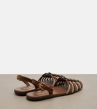 Miu Miu Leather and suede slingback fisherman sandals