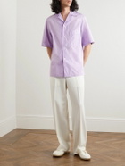 Sebline - Camp-Collar Cotton-Poplin Shirt - Purple
