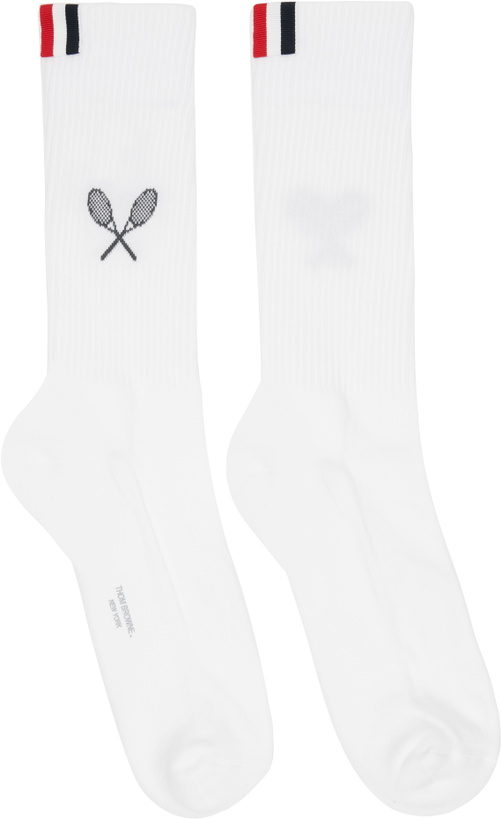 Photo: Thom Browne White Tennis Racquet Athletic Socks