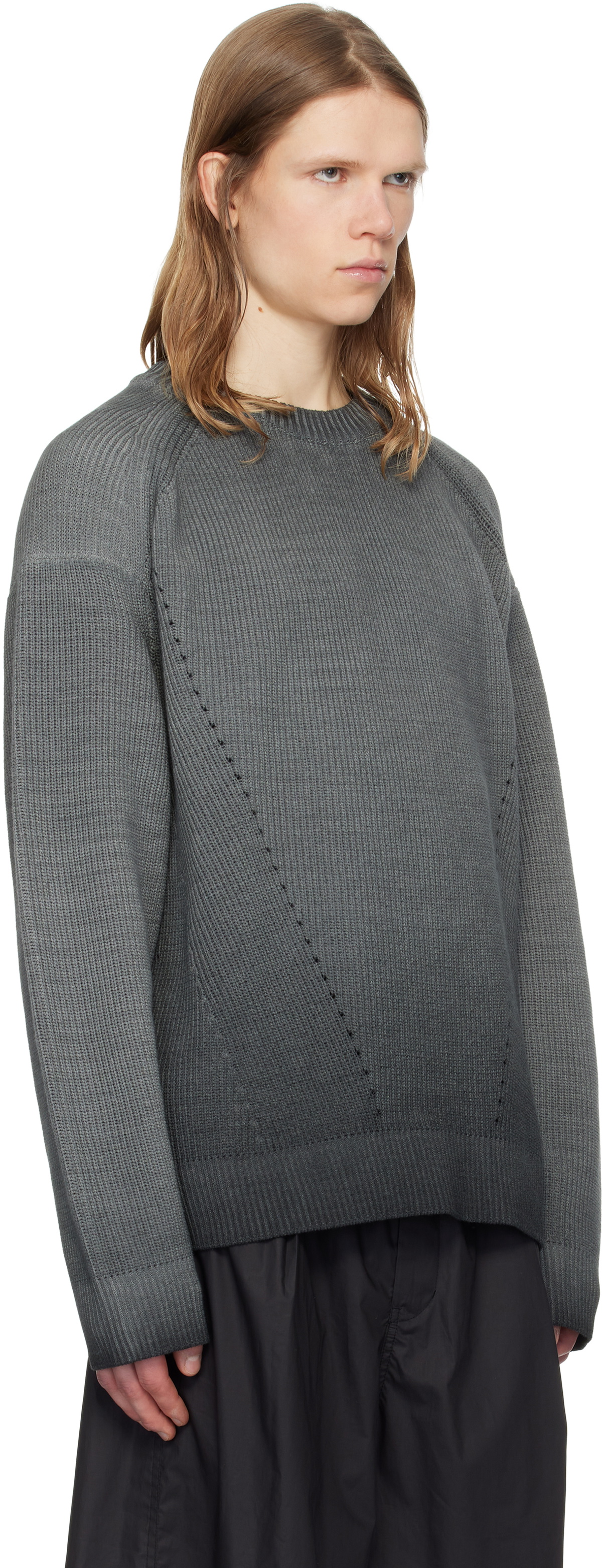 Juun.J Gray Cotton Dyed Sweater