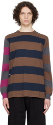 Pop Trading Company Brown Striped Long Sleeve T-Shirt