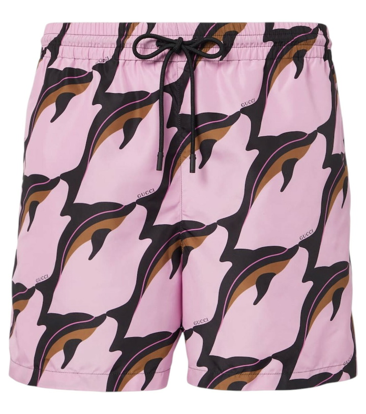 Photo: Gucci Printed poplin swim trunks