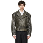 Marine Serre Gray Vintage Moon Leather Biker Jacket