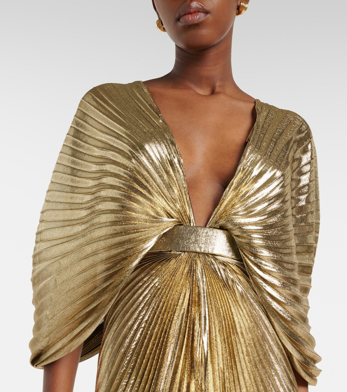 Roberto Cavalli Asymmetric silk-blend lamé gown