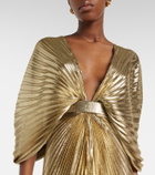 Roberto Cavalli Asymmetric silk-blend lamé gown