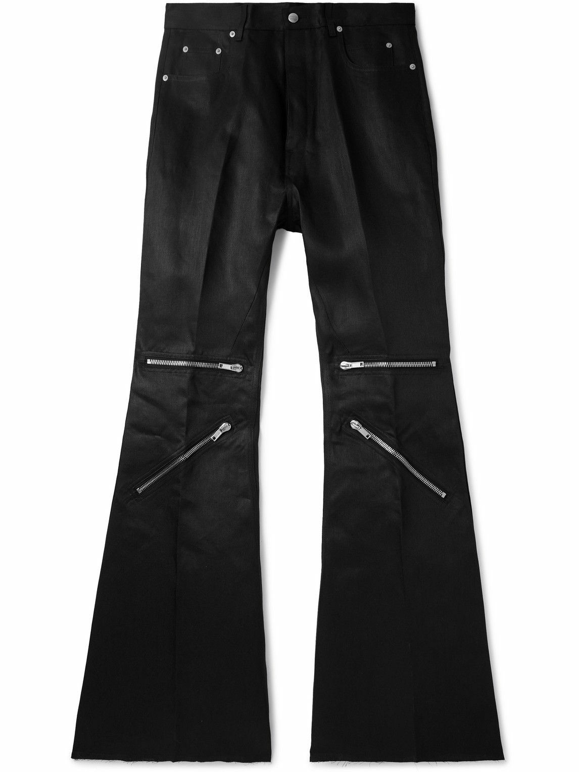 Rick Owens - Bolan Flared Linen-Twill Cargo Trousers - Black
