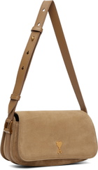 AMI Paris Beige Calfskin Leather Paris Paris Shoulder Bag