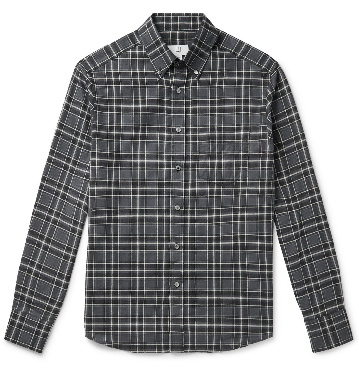Dunhill - Button-Down Collar Checked Cotton-Flannel Shirt - Gray Dunhill