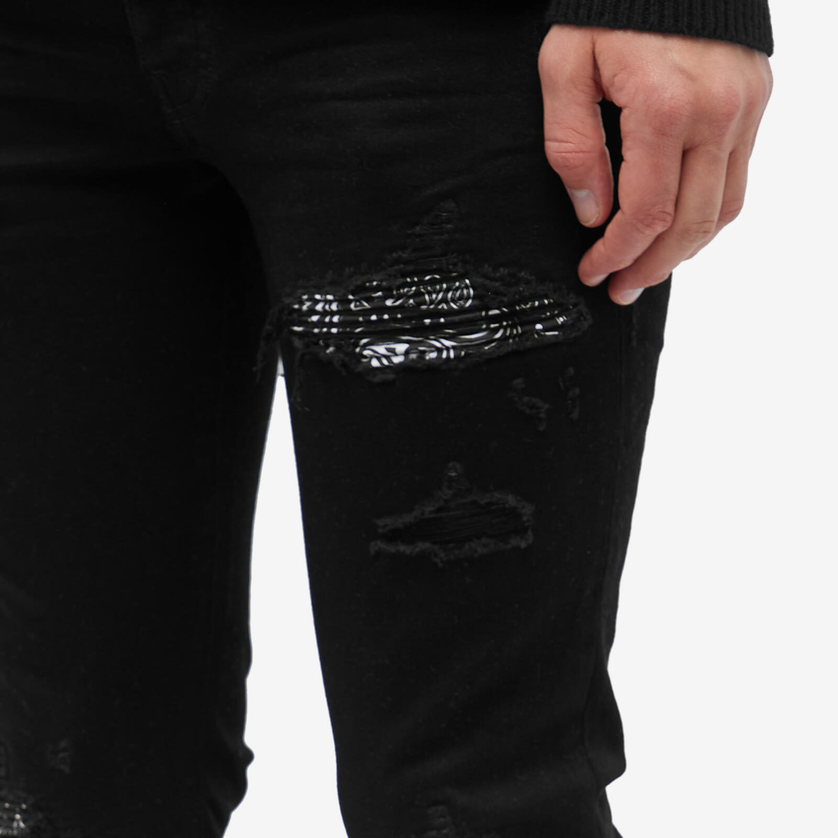 Amiri 'mx1' Bandana Patch Ripped Skinny Jeans in Blue for Men