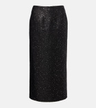 Carolina Herrera Sequined lamé tweed pencil skirt