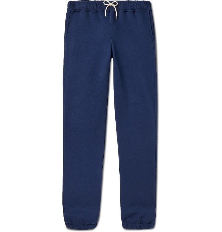 Photo: De Bonne Facture - Tapered Brushed Fleece-Back Cotton-Jersey Sweatpants - Blue