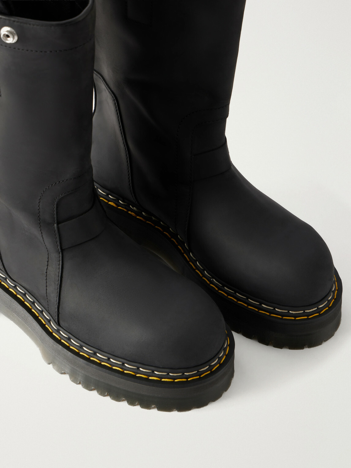 Rick Owens - Dr Martens Leather Biker Boots - Black