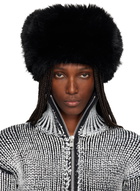 VAQUERA Black Leather & Faux-Fur Trapper Hat