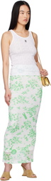 Moschino Jeans Green & White Floral Print Mesh Maxi Skirt