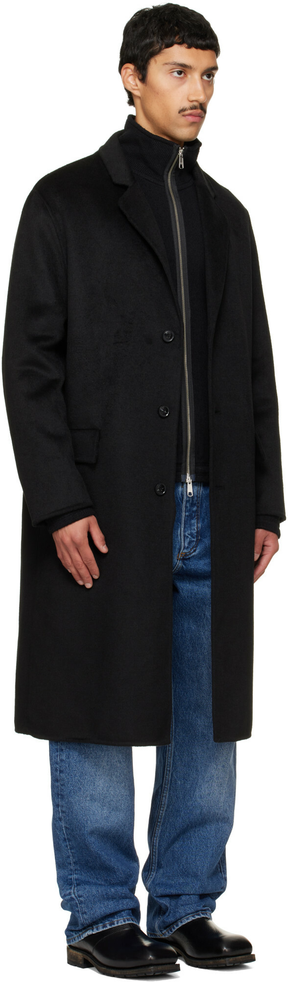 Hugo Black Melton Long Coat