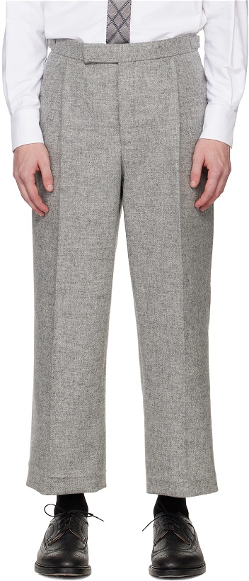 Photo: Thom Browne Gray Pleated Trousers