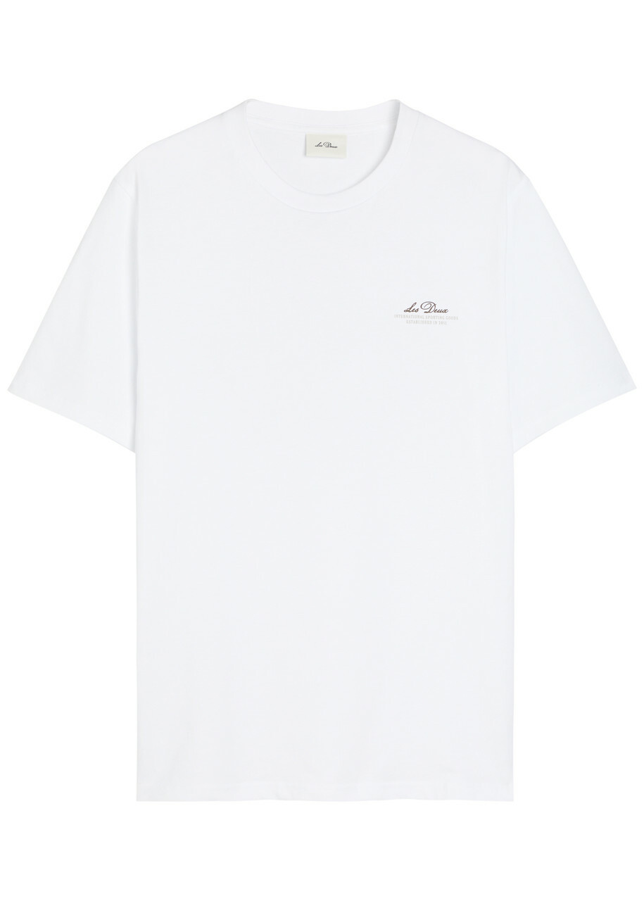 Les Deux Ben Globe Logo-print Cotton T-shirt White