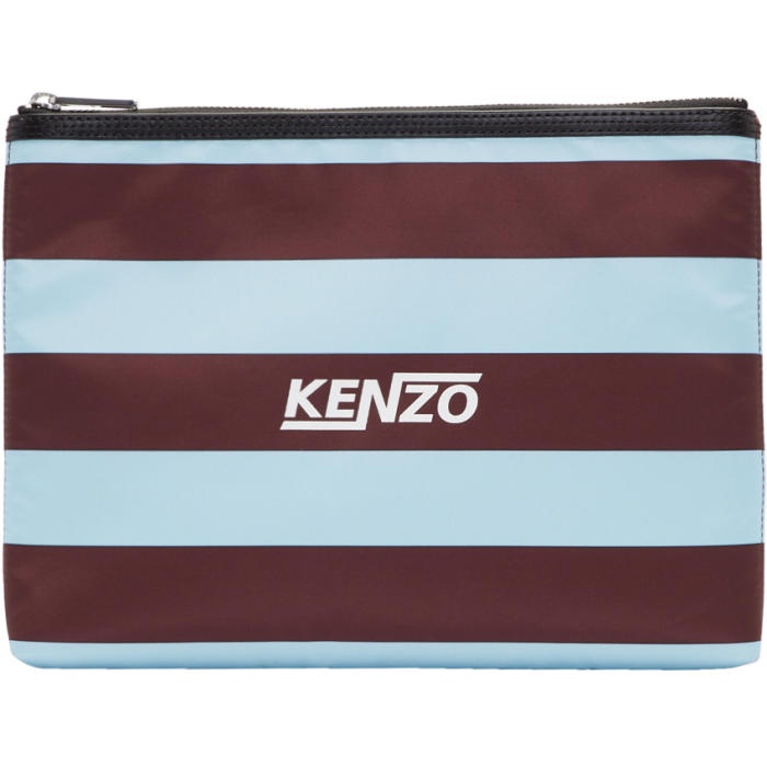 Photo: Kenzo Burgundy and Green Striped A4 Logo Pouch