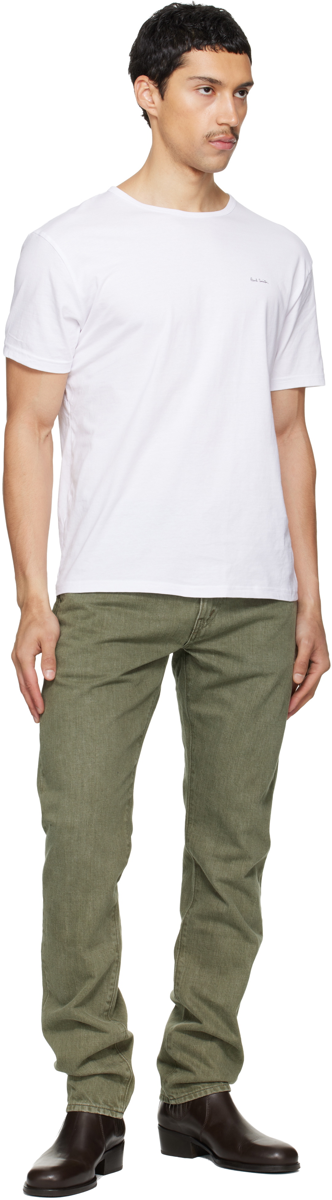 Paul Smith Three-Pack White Organic Cotton Logo Lounge T-shirts