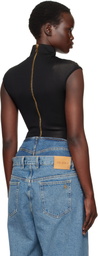 Balmain Black & Beige Jacquard Knit Torso Motif Bodysuit