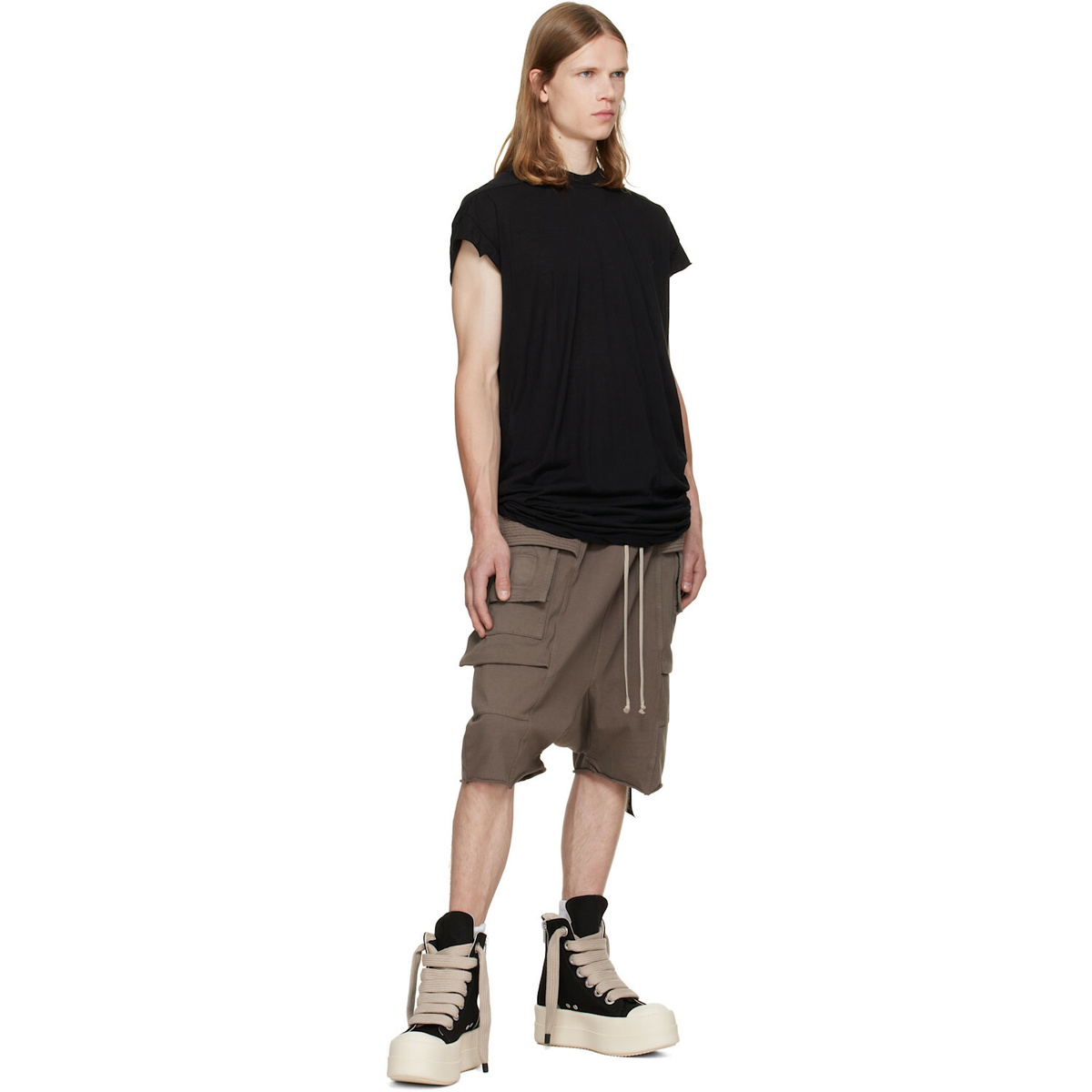 Rick Owens DRKSHDW Taupe Tower Creatch Cargo Pods Shorts