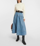 Ulla Johnson Astrid gathered denim midi skirt