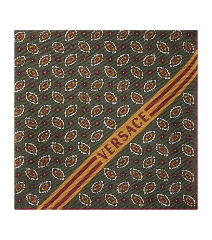 Photo: Versace Logo printed silk pocket square