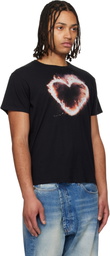 R13 Black 'Flaming Heart' Boy T-shirt