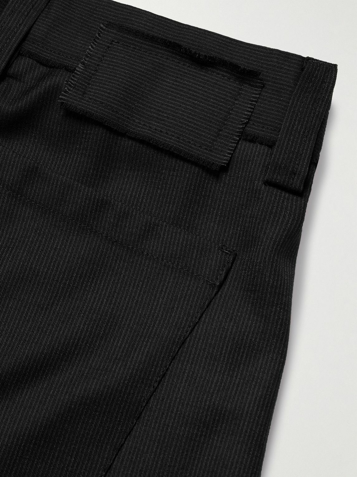 mfpen - Classic Straight-Leg Pleated Striped Wool Shorts - Black