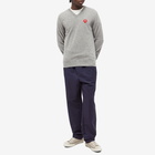 Comme des Garçons Play Men's Invader Heart V-Neck Knit in Light Grey