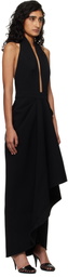 Givenchy Black Draped Wool Maxi Dress