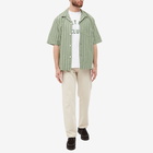 Wood Wood Men's Jason Dobby Striped Vacation Shirt in Bright Green