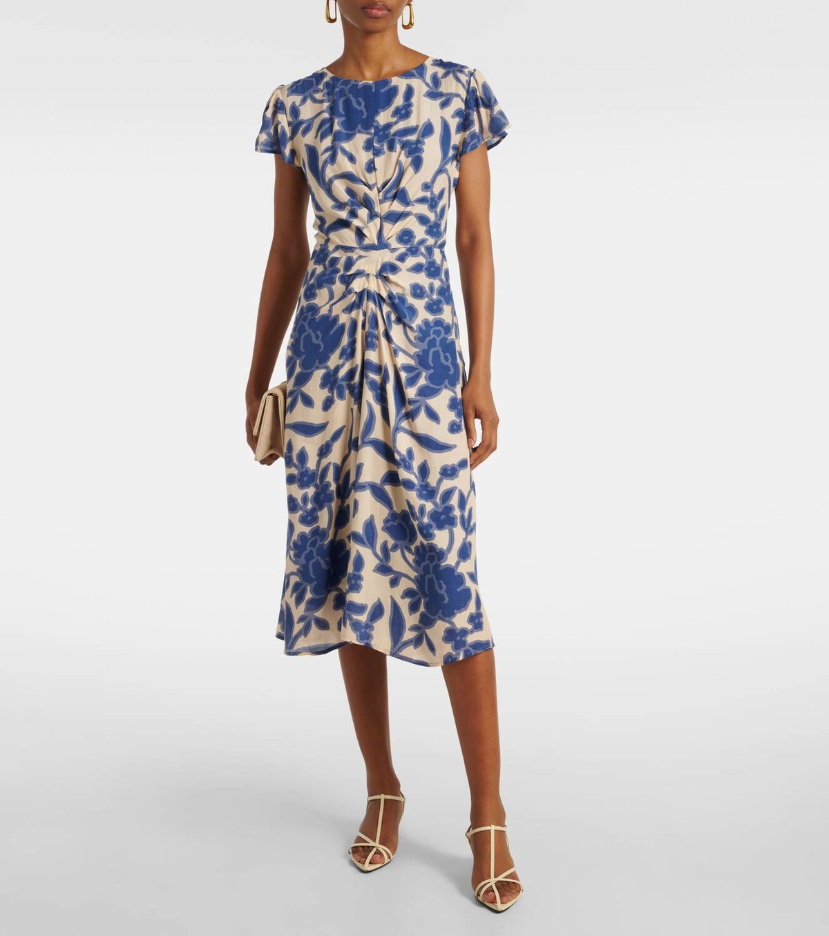 Velvet Floral crêpe midi dress