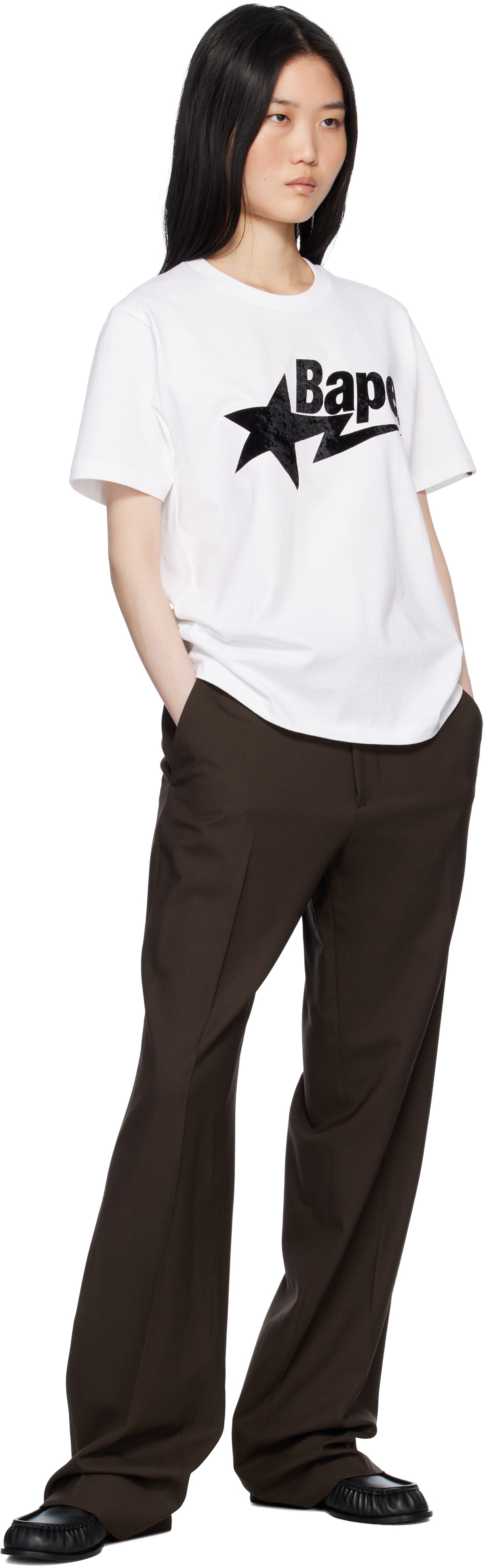 BAPE White Velour 'Bape' STA Logo T-shirt