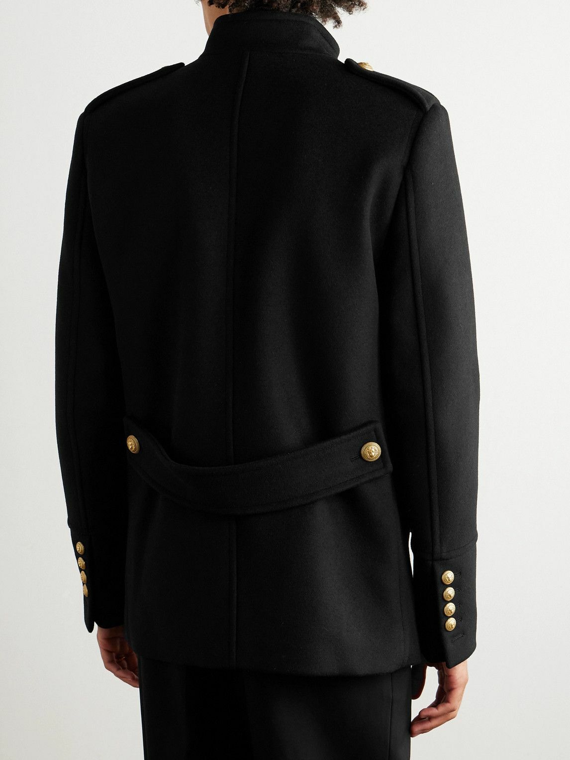 Balmain single-breasted wool coat - Black