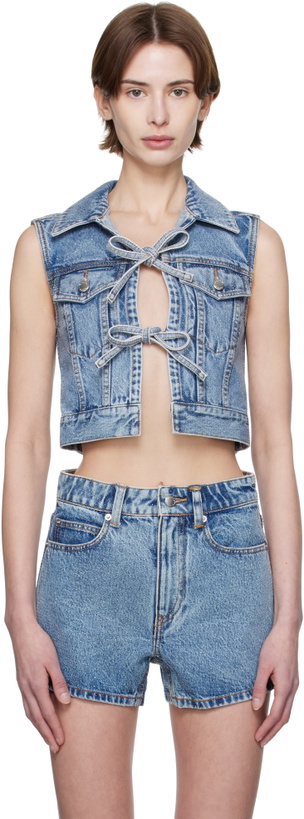 Photo: Alexander Wang Blue Clear Bead Hotfix Denim Vest