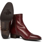 Gucci - Webbing-Trimmed Embroidered Leather Chelsea Boots - Men - Red