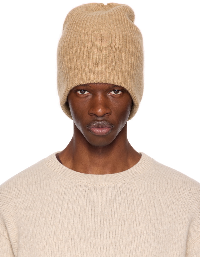Photo: The Elder Statesman Beige Watchman Beanie