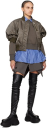 sacai Taupe Puff Sleeve Bomber Jacket