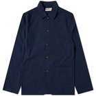 Universal Works Nebraska Brushed Cotton Bakers Chore jacket in Navy