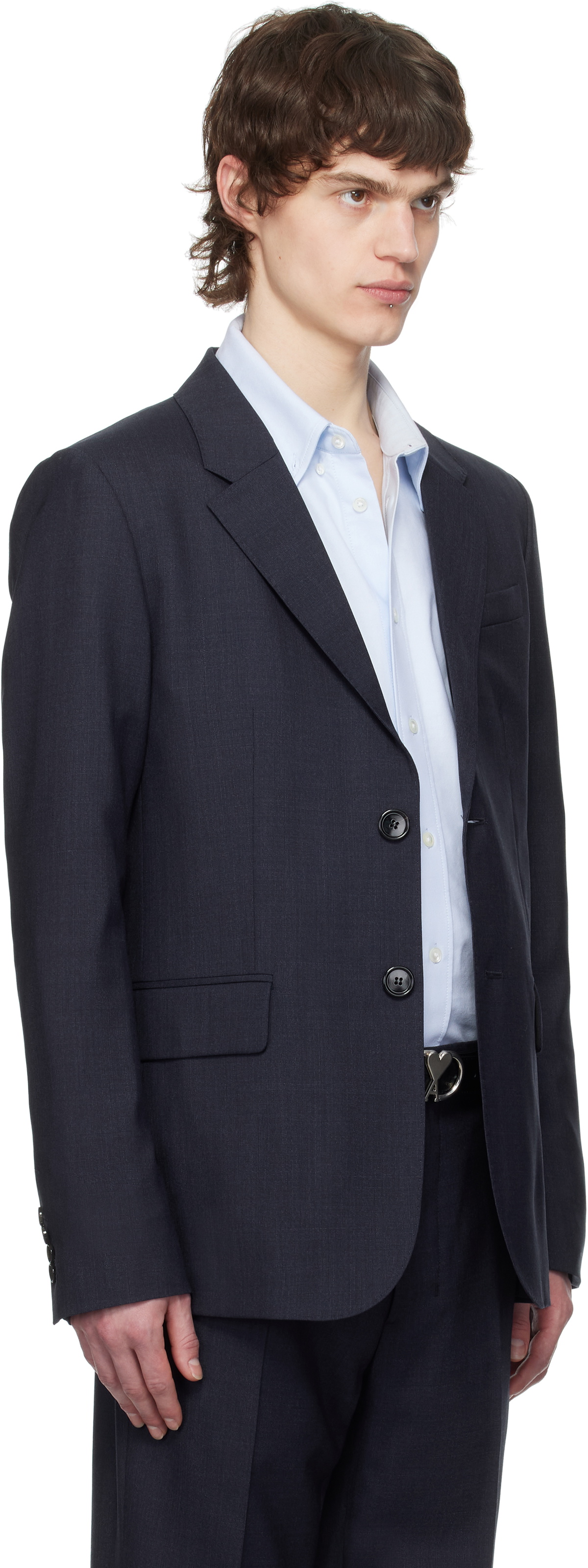 AMI Paris Navy Wool Two Buttons Blazer