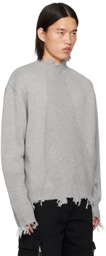 C2H4 Gray Distressed Sweater