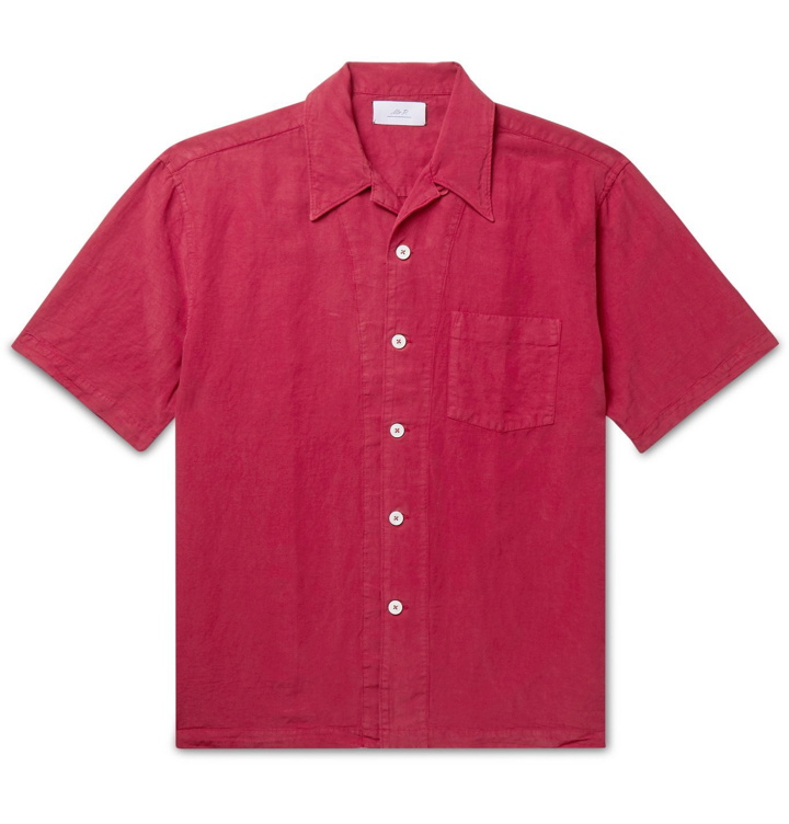 Photo: Mr P. - Convertible-Collar Garment-Dyed Lyocell, Linen and Cotton-Blend Shirt - Red
