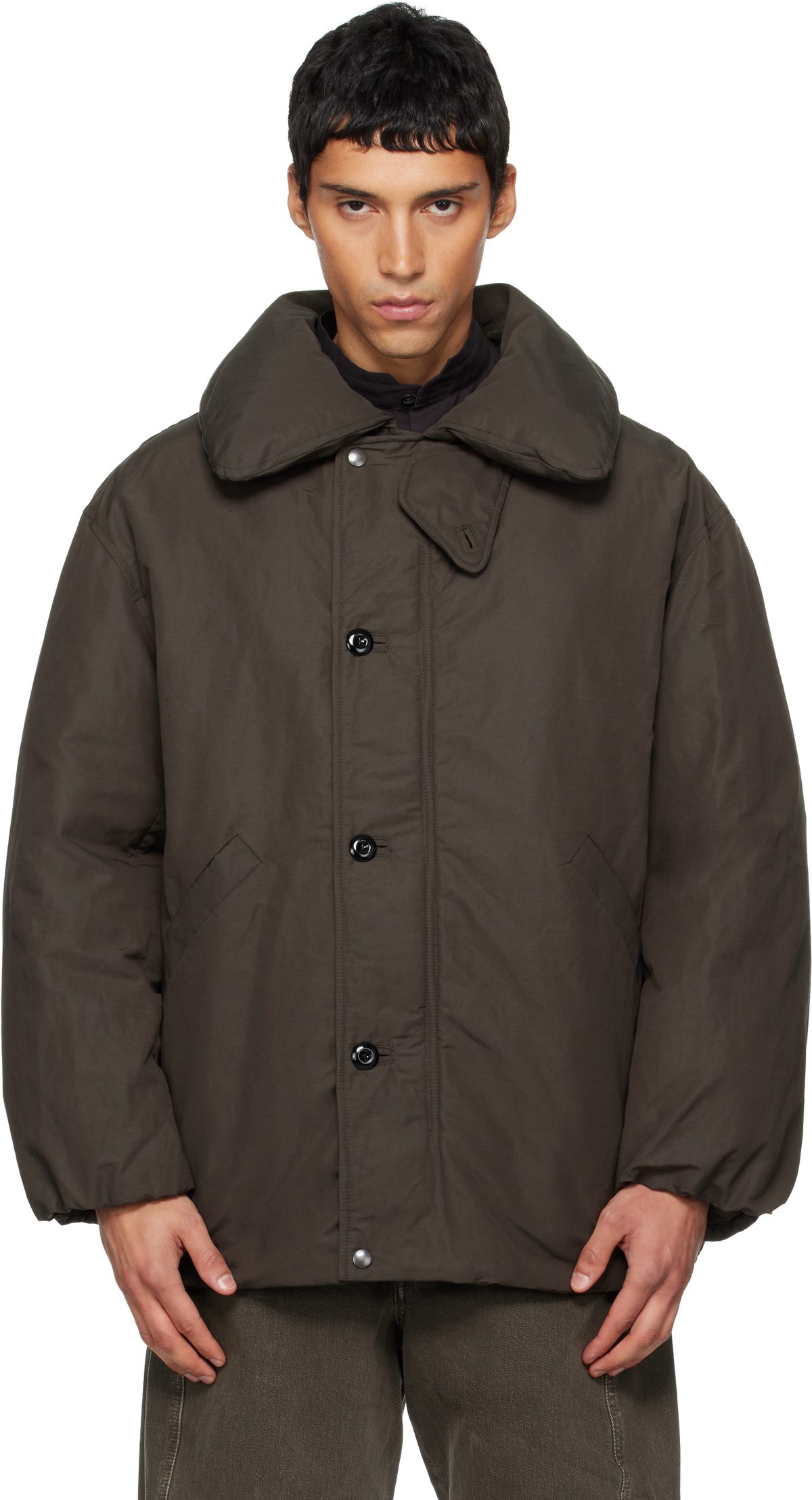Lemaire Taupe Gabardine Storm Flap Jacket Lemaire