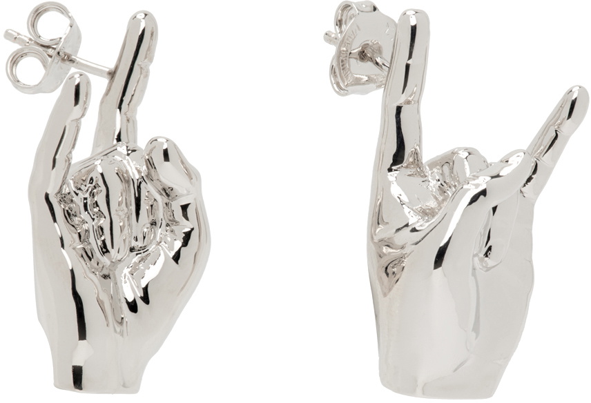Y/Project Silver Mini Rock On Earrings