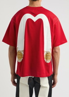 Evisu Daicock and Kamon Printed Cotton T-shirt Dark Red