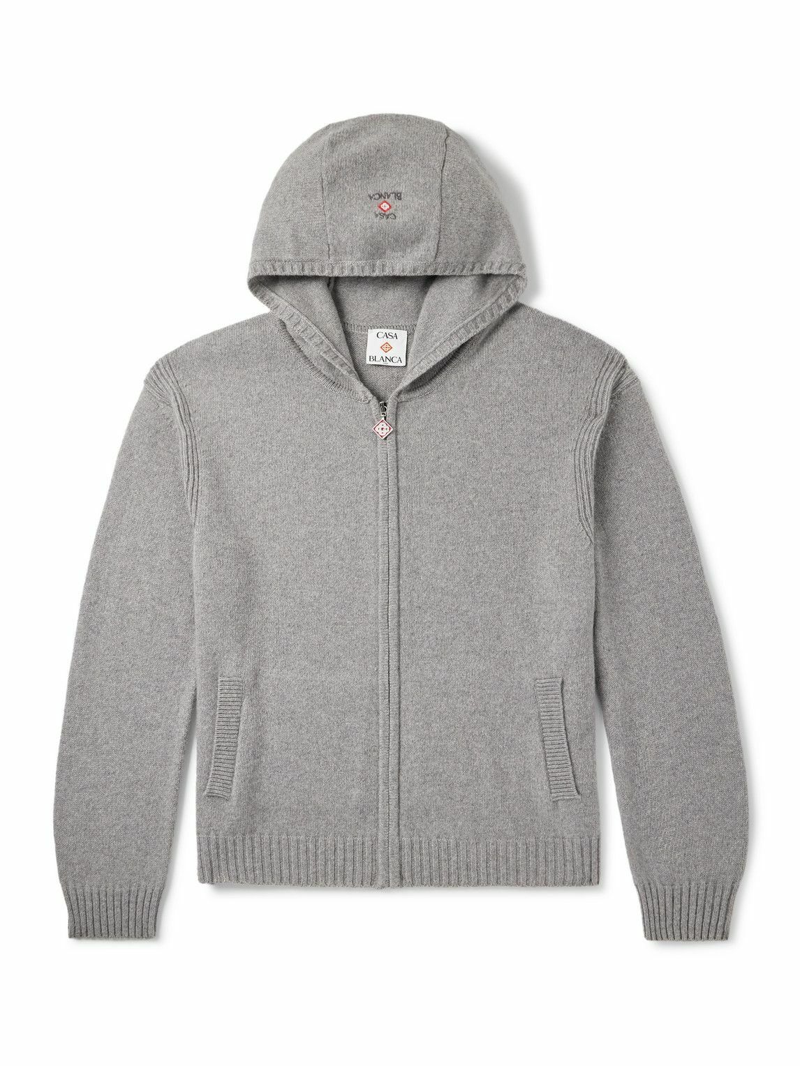 Casablanca - Cashmere and Wool-Blend Zip-Up Hoodie - Gray