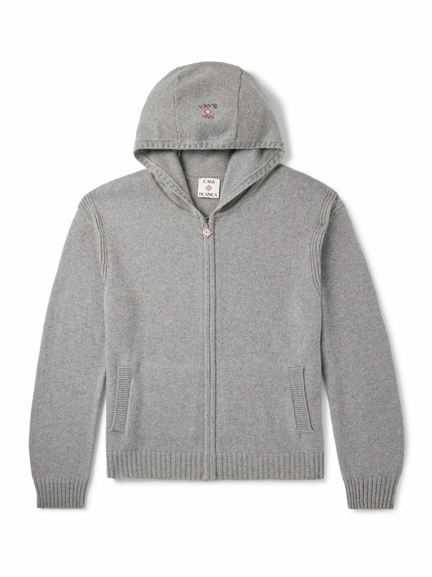 Photo: Casablanca - Cashmere and Wool-Blend Zip-Up Hoodie - Gray