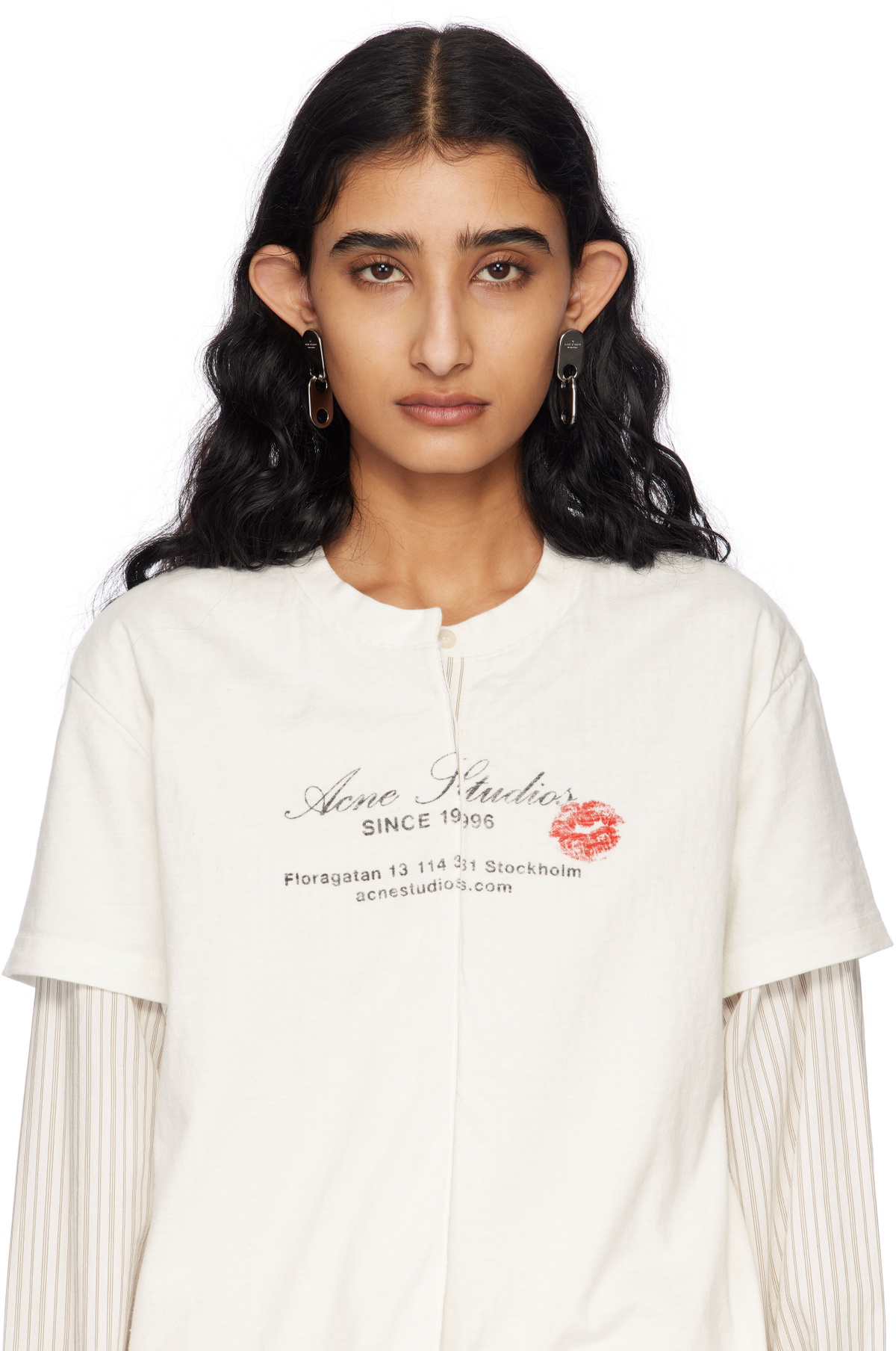 Acne Studios Silver Chain Lock Earrings