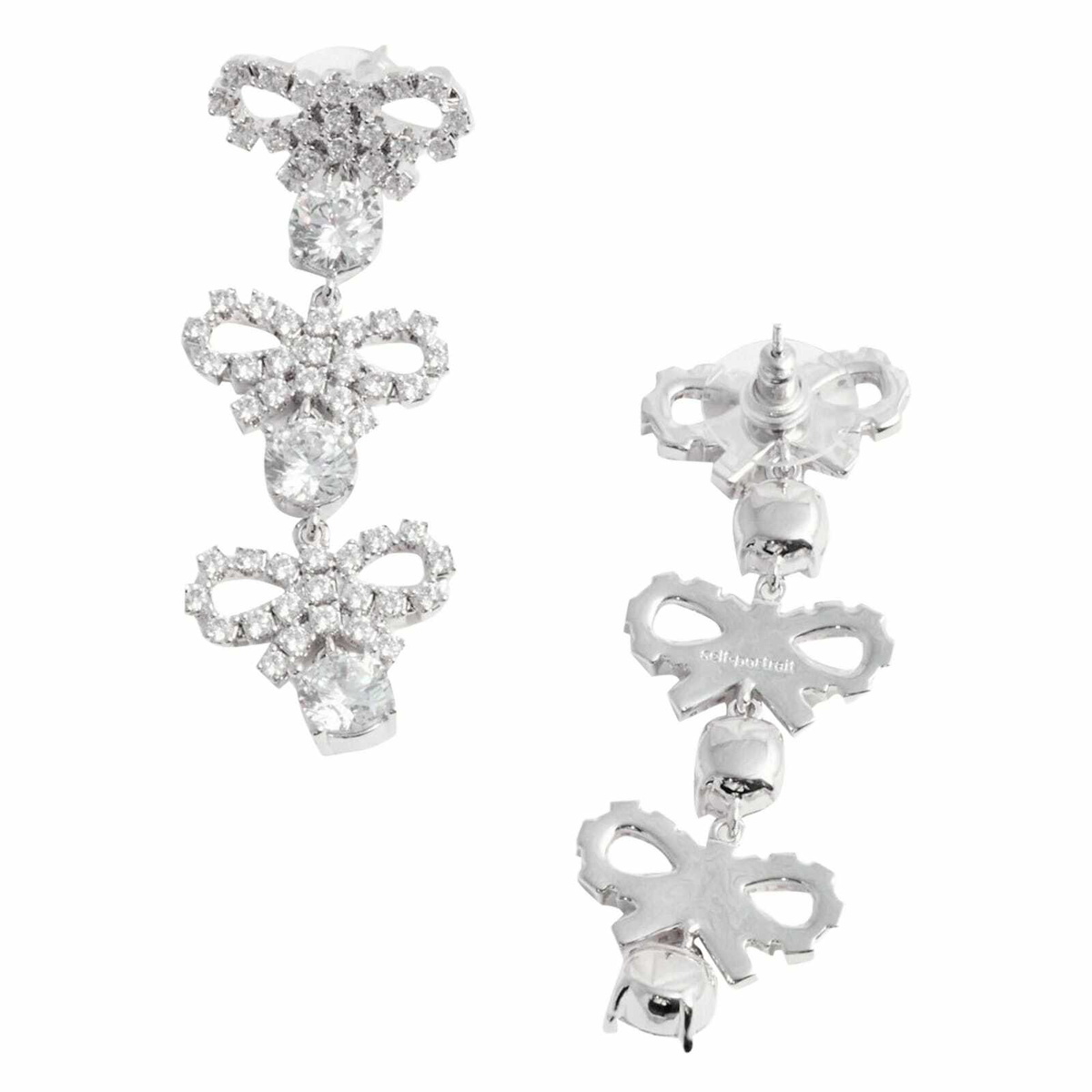 Self Portrait Women Micro Bow Pearl Tiered Earrings